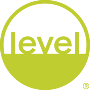 Logo BIFMA level - Produktlabel für nachhaltiges Bauen. Grüne Schrift auf weißem Grund.